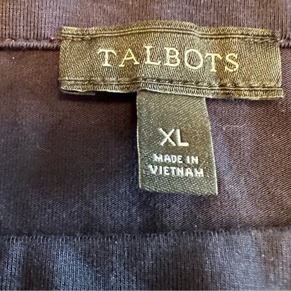 Talbots Navy Blue, square necked jersey stretch top with elbow length sleeve - Picture 2 of 4